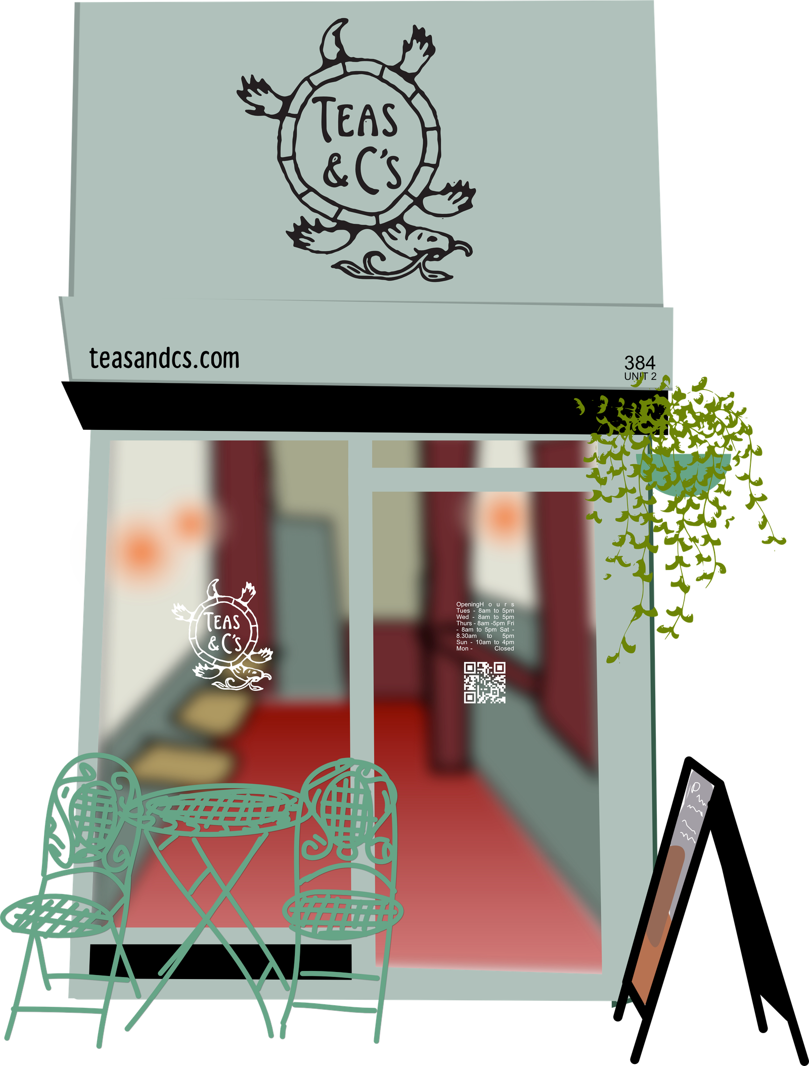 Teas & C's Shop Front Illustration